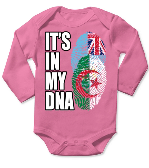Fijian And Algerian Mix Heritage DNA Flag Long Sleeve Baby One-Piece