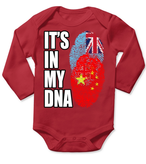 Fijian And Chinese Mix Heritage DNA Flag Long Sleeve Baby One-Piece