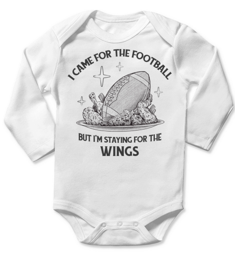 Football Chicken Wings Quote Long Sleeve Baby One-Piece