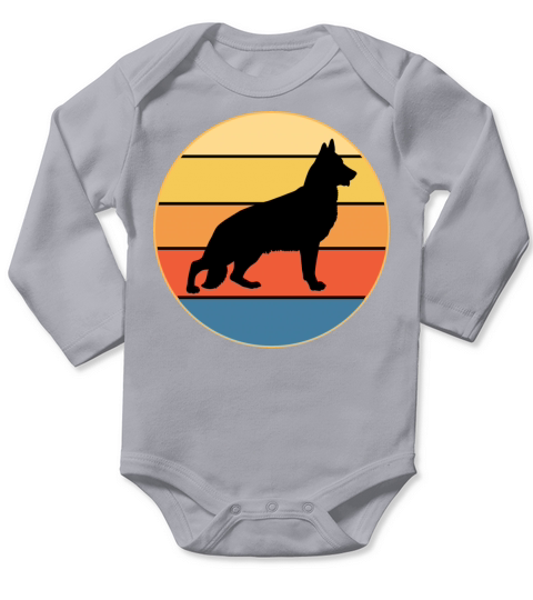 German Shepherd Dog Breed Vintage Retro Sunset Long Sleeve Baby One-Piece