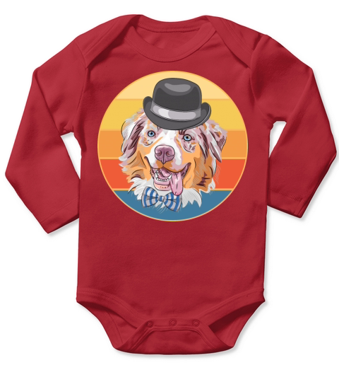 German Shepherd Dog Breed Vintage Retro Sunset Long Sleeve Baby One-Piece