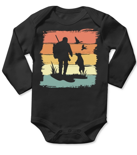 Hunting with dog retro vintage Long Sleeve Baby One-Piece