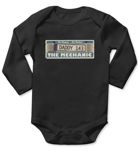 Husband Dad Mechanic Hero Father Vintage license Long Sleeve Baby One-Piece