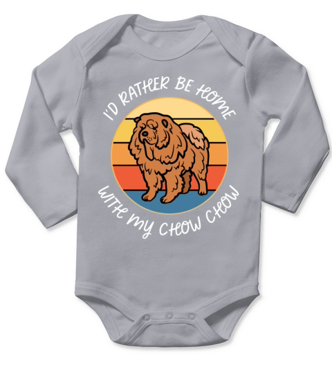 Id Rather Be Home With My Chow Chow Retro Sunset Long Sleeve Baby One-Piece