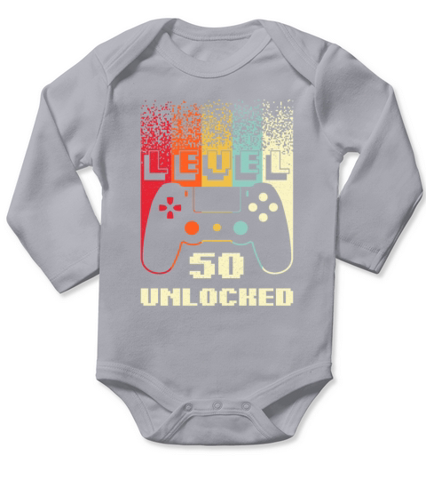 Level 50 Unlocked Gamer Retro 50th Birthday Gift Long Sleeve Baby One-Piece