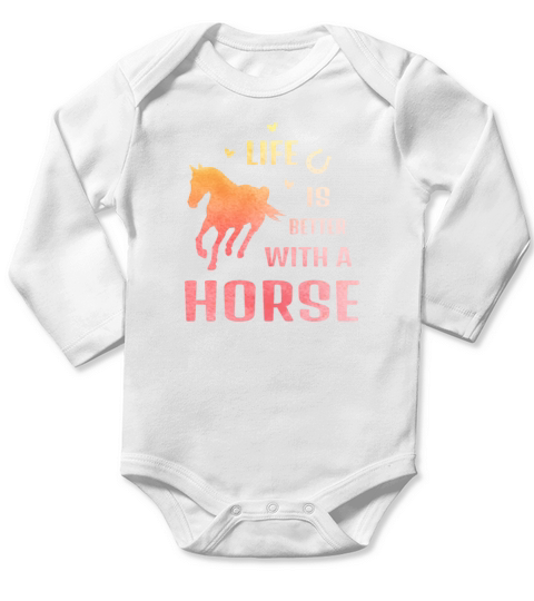 Life is better with horse Riding stable horseback Long Sleeve Baby One-Piece