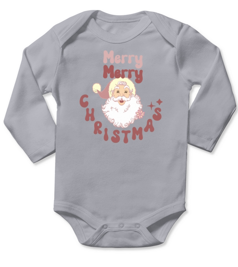 Merry Merry Christmas cute retro vintage pink Sant Long Sleeve Baby One-Piece