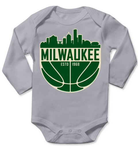 Milwaukee Basketball Skyline Vintage Wisconsin Ret Long Sleeve Baby One-Piece