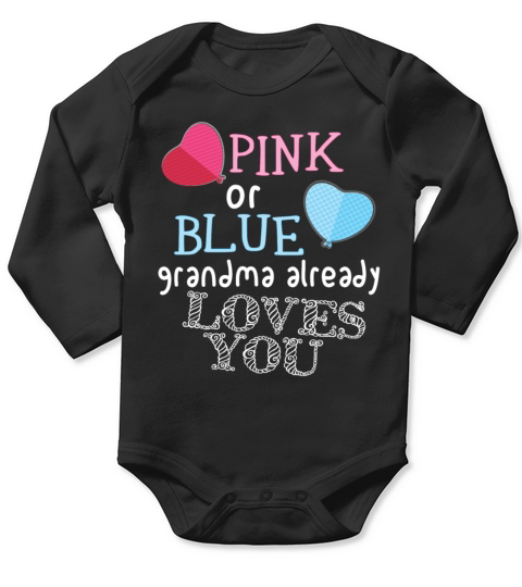 Pink or Blue Gender Reveal Party Grandma Long Sleeve Baby One-Piece