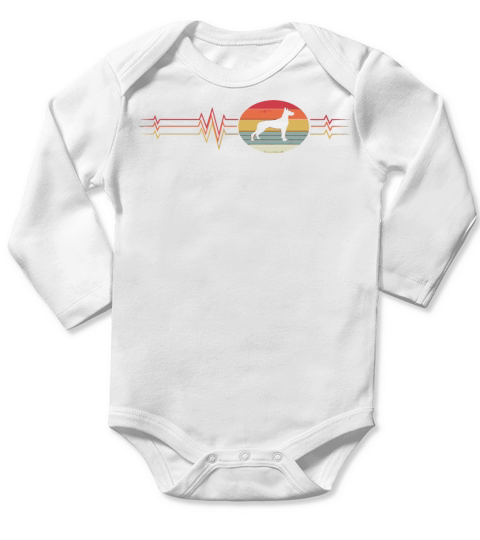 Retro Heartbeat Great Dane Dog Lifeline Vintage An Long Sleeve Baby One-Piece