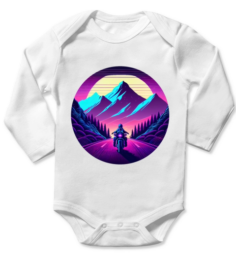 Retrowave Synthwave 80s Design Long Sleeve Baby One-Piece