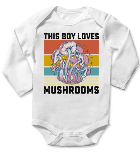 This Boy Loves Mushrooms Long Sleeve Baby One-Piece