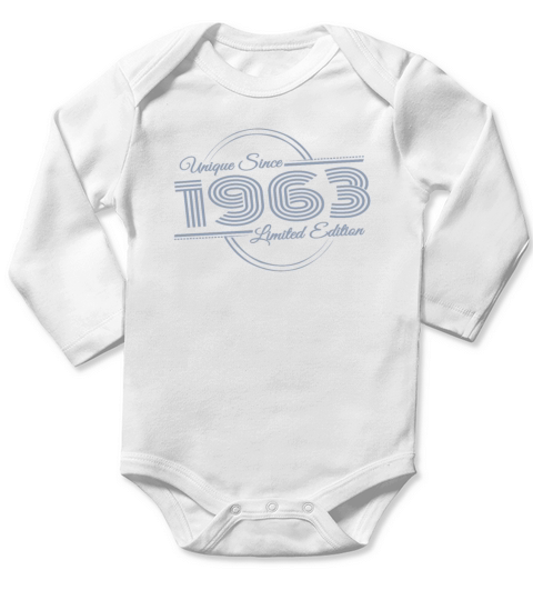 Unique since 1963 Retro Birthday Vintage Style Long Sleeve Baby One-Piece