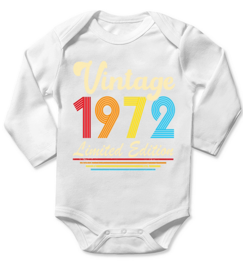 Vintage 1972 50th Birthday Fiftieth Gift Long Sleeve Baby One-Piece
