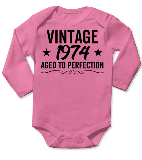 Vintage 1974 Aged To Perfection Long Sleeve Baby One-Piece