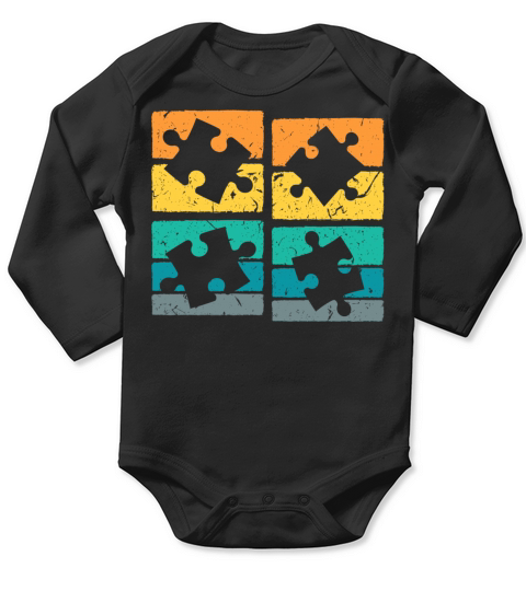 Vintage Puzzle Long Sleeve Baby One-Piece
