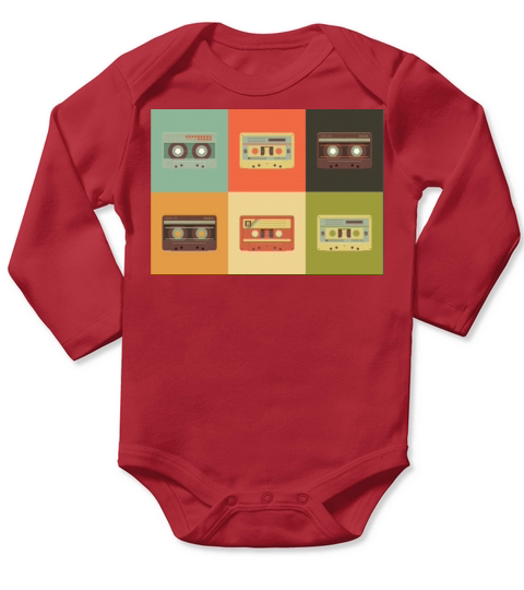 Vintage Retro Cassette Design Long Sleeve Baby One-Piece