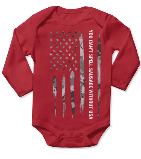 You Cant Spell Sausage Without USA Long Sleeve Baby One-Piece