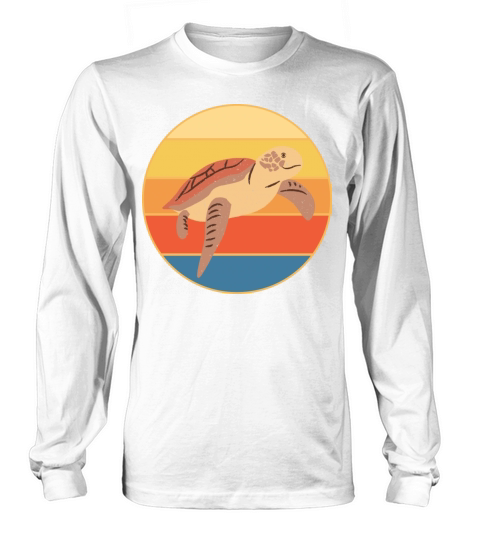 Cute Turtle Vintage Retro Sunset Marine Animal Long sleeved Unisex