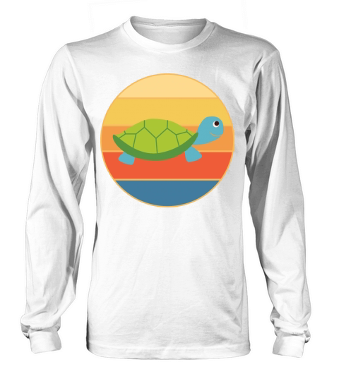 Cute Turtle Vintage Retro Sunset Marine Animal Long sleeved Unisex
