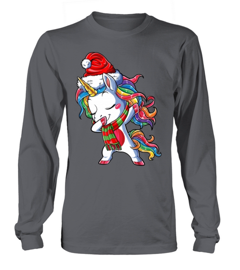 Dabbing Unicorn Santa Christmas Kids Girls Women X Long sleeved Unisex