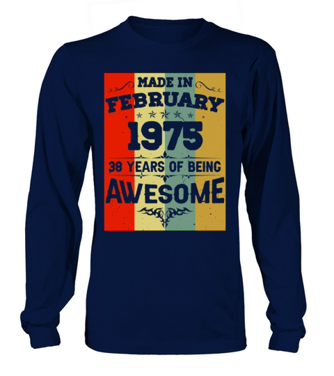 February 1975 Vintage Birthday Present Long sleeved Unisex