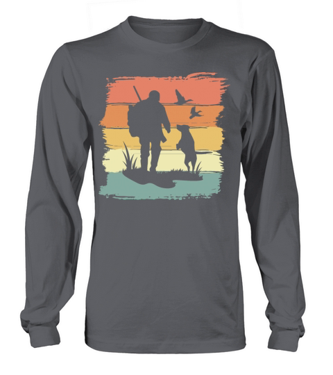 Hunting with dog retro vintage Long sleeved Unisex