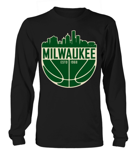 Milwaukee Basketball Skyline Vintage Wisconsin Ret Long sleeved Unisex