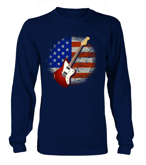 Vintage Guitar USA Flag Long sleeved Unisex