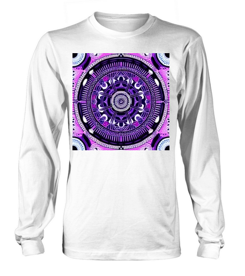 Vintage Mandala in purple white black Long sleeved Unisex