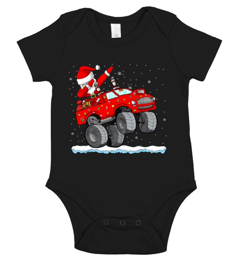 Christmas Dabbing Santa Claus Monster Truck Boys K Merry Christmas Short Sleeve Baby One-Piece