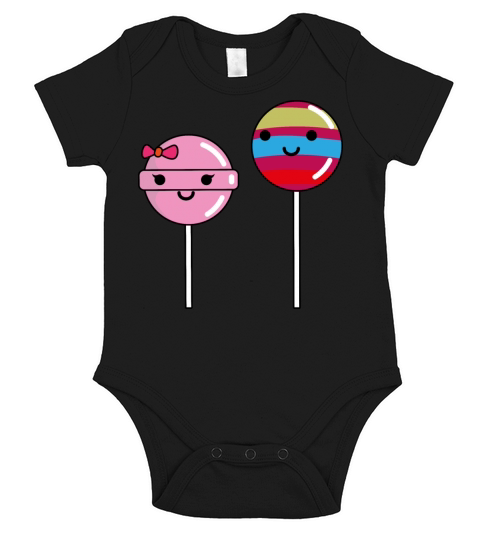 couple of lollipop Kawaii gift for candy lover Short Sleeve Baby One-Piece