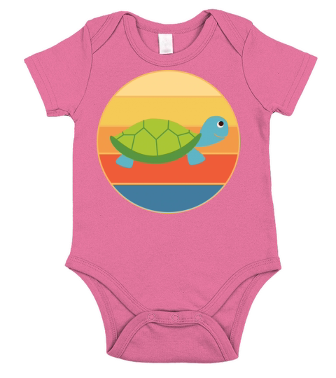 Cute Turtle Vintage Retro Sunset Marine Animal Short Sleeve Baby One-Piece