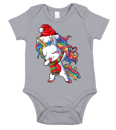 Dabbing Unicorn Santa Christmas Kids Girls Women X Short Sleeve Baby One-Piece