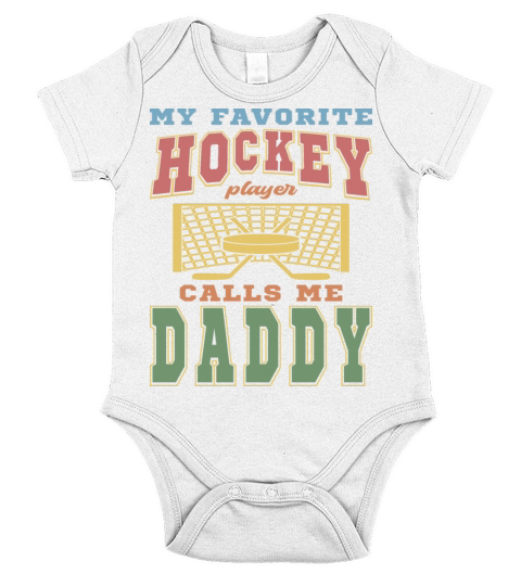 Favorite Hockey Player Daddy Vintage Funny Text Short Sleeve Baby One-Piece