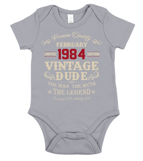 February 1984 Vintage Birthday Present Short Sleeve Baby One-Piece