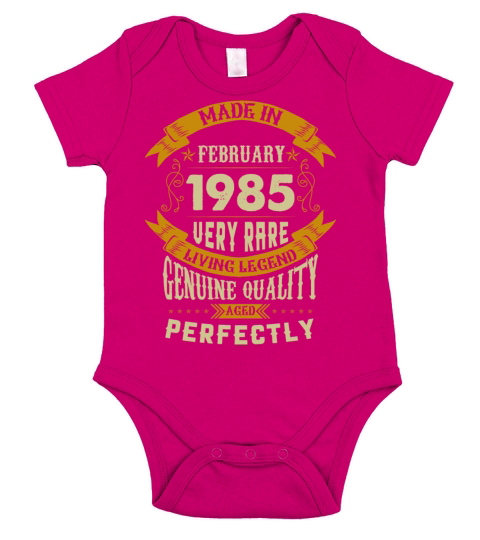 February 1985 Vintage Birthday Present Short Sleeve Baby One-Piece