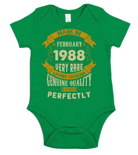 February 1988 Vintage Birthday Present Short Sleeve Baby One-Piece