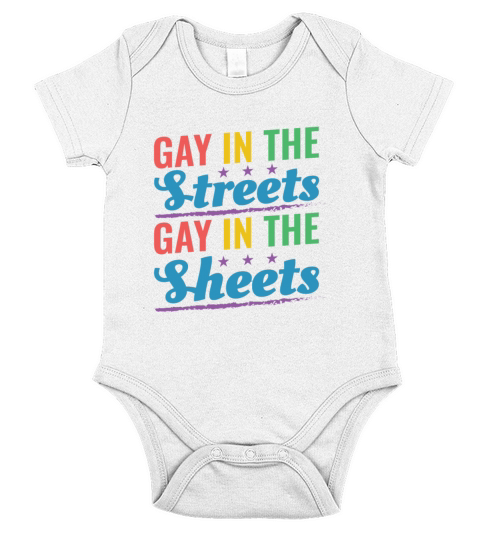 Gay In the Streets Gay In The Sheets Pride Month R Short Sleeve Baby One-Piece
