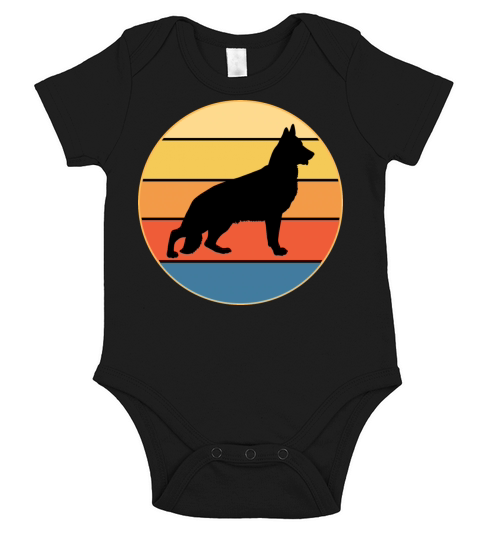 German Shepherd Dog Breed Vintage Retro Sunset Short Sleeve Baby One-Piece