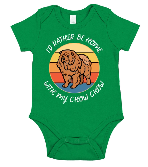 Id Rather Be Home With My Chow Chow Retro Sunset Short Sleeve Baby One-Piece