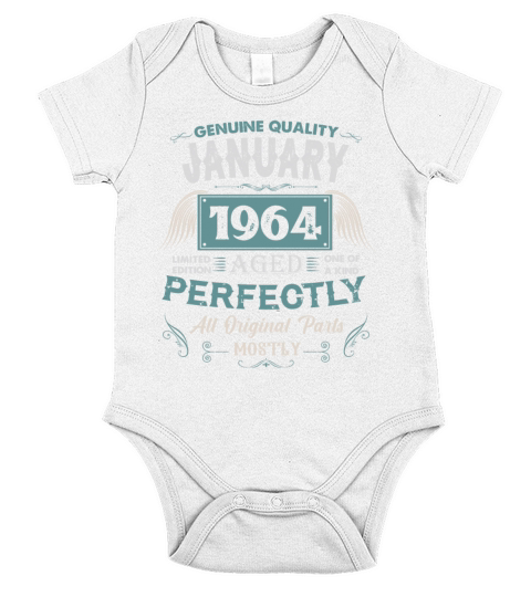January 1964 Vintage Birthday Present Short Sleeve Baby One-Piece