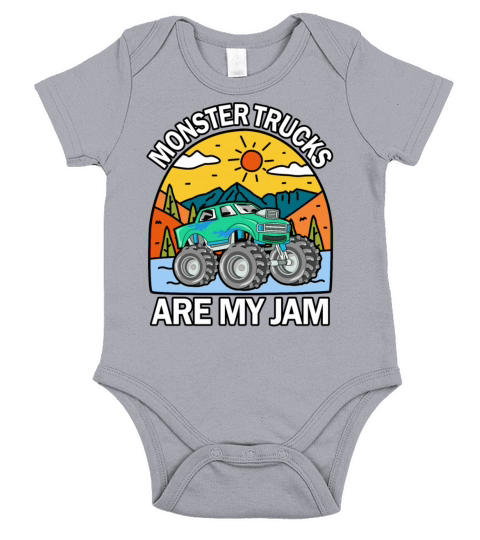 Monster Trucks Are My Jam Vintage Retro Short Sleeve Baby One-Piece