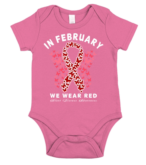 Red Ribbon Heart Disease Awareness Short Sleeve Baby One-Piece