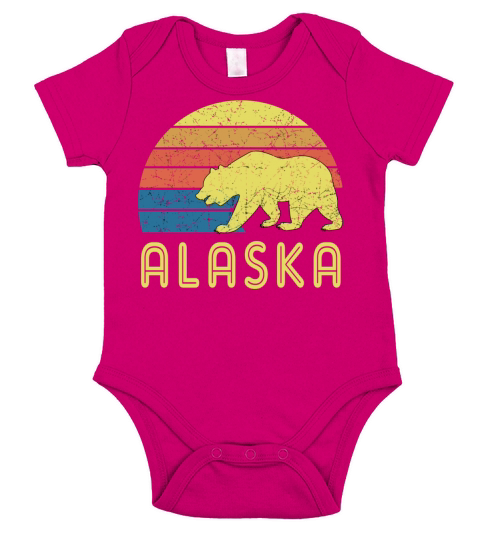 Retro Alaska With A Vintage Design And A Bear Short Sleeve Baby One-Piece