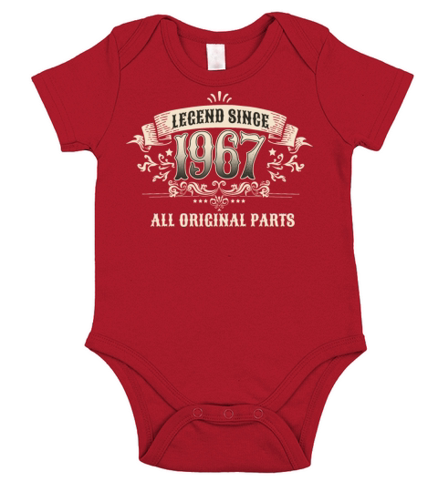 Retro Vintage Legend Since 1967 Original Parts Short Sleeve Baby One-Piece