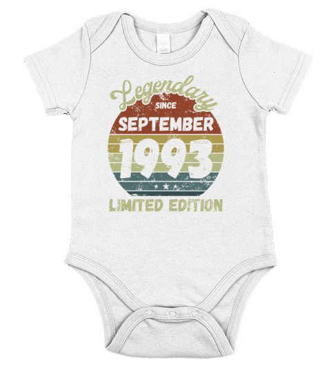 September 1993 - Vintage Birthday Present Short Sleeve Baby One-Piece