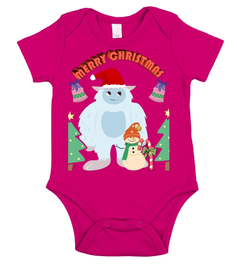 Snow Xmas Yeti Funny Words Retro 80s Novelty Short Sleeve Baby One-Piece