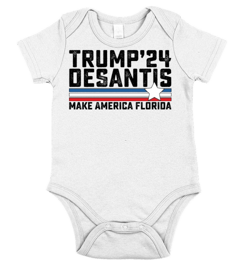 Trump DeSantis 2024 Florida Vintage Short Sleeve Baby One-Piece