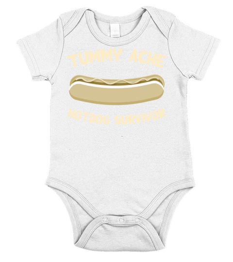 Tummy Ache Hotdog Survivor Funny Favorite Food Short Sleeve Baby One-Piece